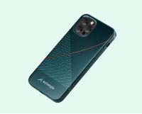 iPhone case with Archetype logo and stripe pattern