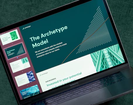 Arhcetype rebranded pitch deck slides